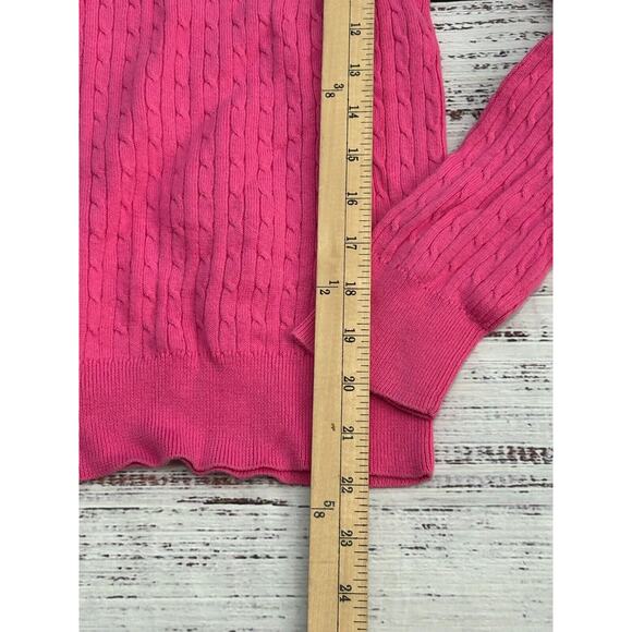 Lauren Ralph Lauren Women's Pink Cable Knit Boat Neck Pullover Sweater Size M - Picture 7 of 8